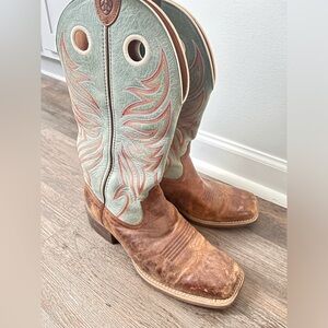 Ariat teal square toe boots sz 9.5b